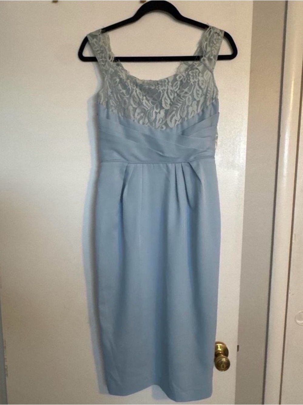 ASOS Pale Blue Lace-Top Bridesmaid Midi Dress with built in corset